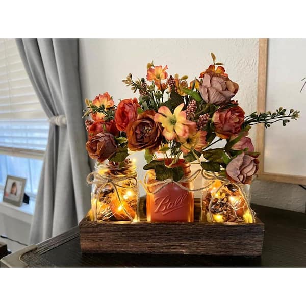 Orange Mason Jar Centerpiece Decorative Tray YY229ZX - The Home Depot