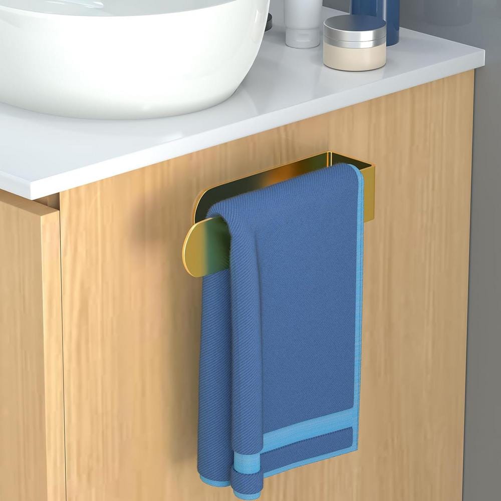 Gold Stainless Steel 8-inch Wall Mounted Adhesive Hand Towel Bar