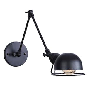 1-Light Black Sconce Industrial Vintage Wall Lamp with Swing Arm Adjustable