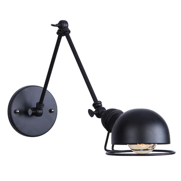 aiwen 1-Light Black Sconce Industrial Vintage Wall Lamp with Swing Arm Adjustable