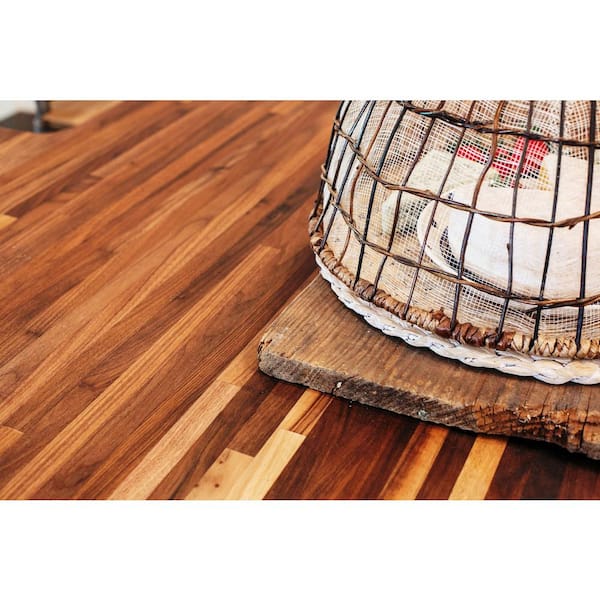 Unfinished European Walnut 8 ft. L x 25 in. D x 1.5 in. T Butcher Block Countertop