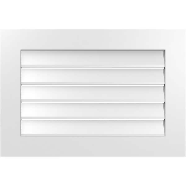 Ekena Millwork 32 in. x 22 in. Rectangular White PVC Paintable Gable Louver Vent Functional