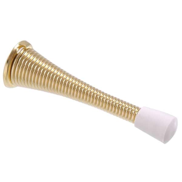 Cabinet Hardware Spring Door Stop with Rubber Tip 3" Polished Brass 