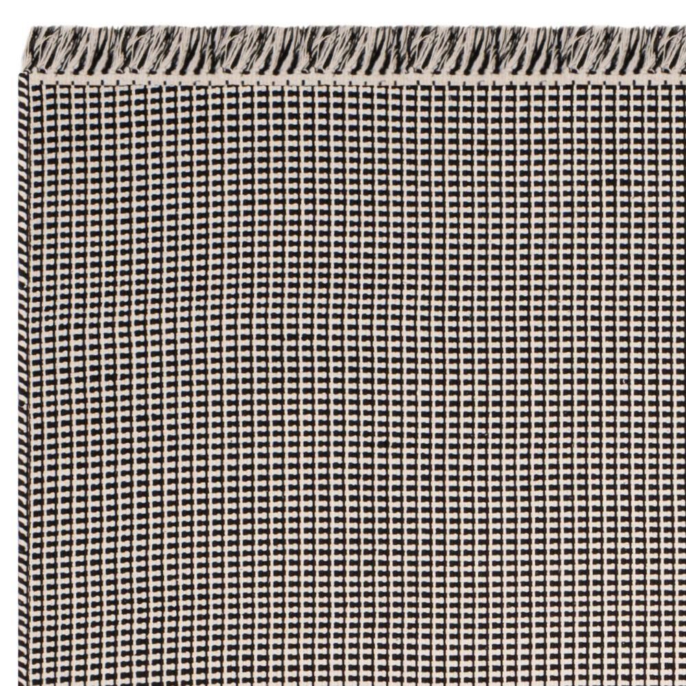 Ivory and Black Handwoven Cotton 8' x 10' Area Rug
