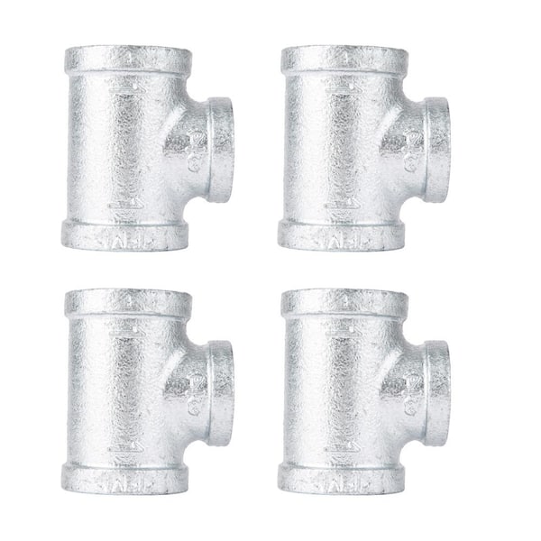 PIPE DECOR 1 in. x 1 in. x 3/4 in. Galvanized Iron FPT x FPT x FPT Reducing Tee Fitting (4-Pack)