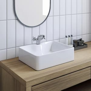 Carol 18 in. x 14 in. Over-the-Counter Basin Bathroom Sink in Glossy White Ceramic