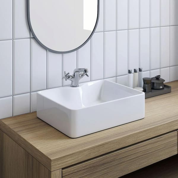 Carol 18 in. x 14 in. Over-the-Counter Basin Bathroom Sink in Glossy White Ceramic