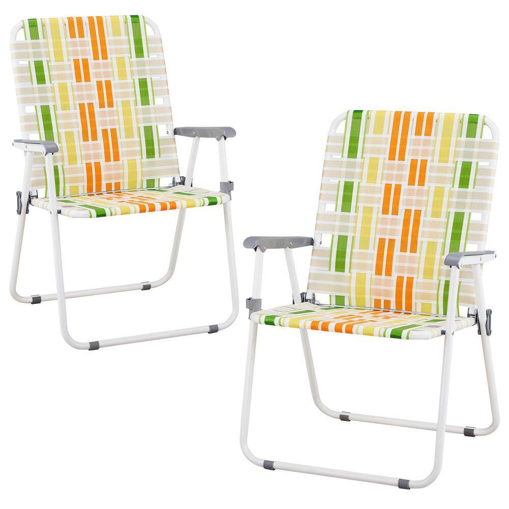 Yellow Patio Steel Folding Beach Chair Set Of 2 price history on PriceWatchPro