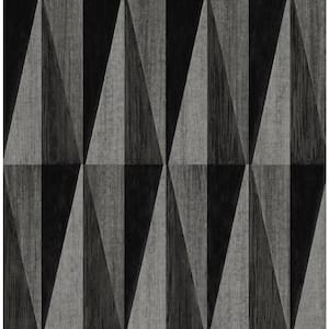 Charcoal Pieced Diamond Vinyl Peel and Stick Wallpaper Roll (30.75 sq. ft.)