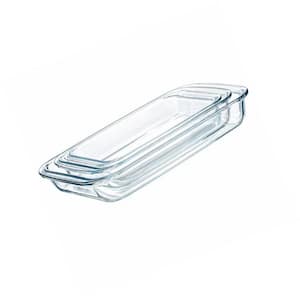 3-Piece High Borosilicate Glass Baking Dishes, Rectangular Bakeware Sets, Deep Glass Casserole Dishes with Handle