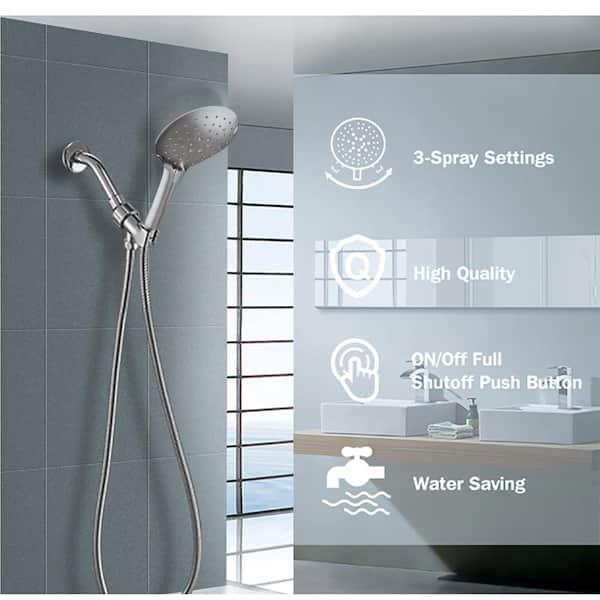 3-Spray Patterns with 2.5 GPM 5 in. Wall Mounted Dual Shower Heads Combo Set in Chrome