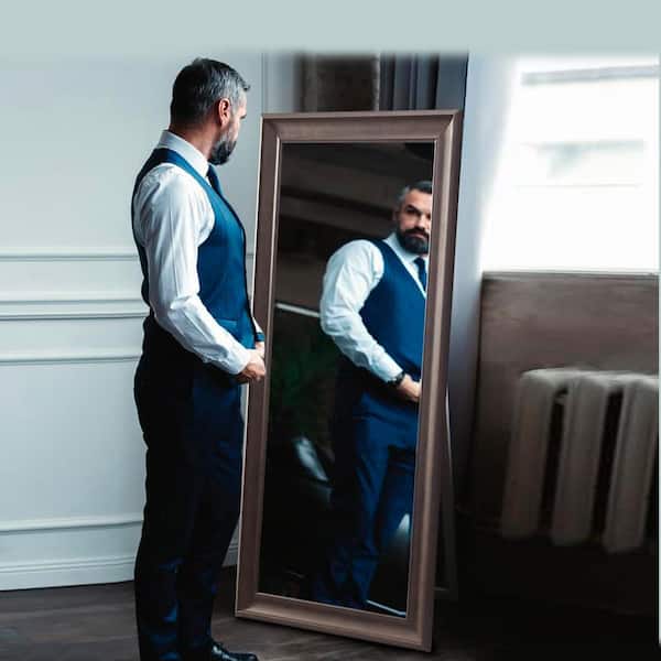 HOMESTOCK Espresso 31 in. W x 65 in. H Framed Floor Mirror Full Length Mirror Standing Mirror Large Rectangle Full Modern Mirror