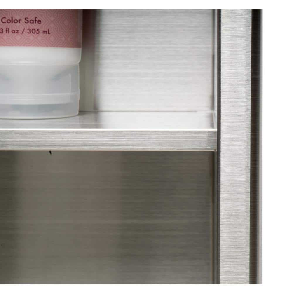 Brushed Stainless Steel Double Shelf Shower Niche