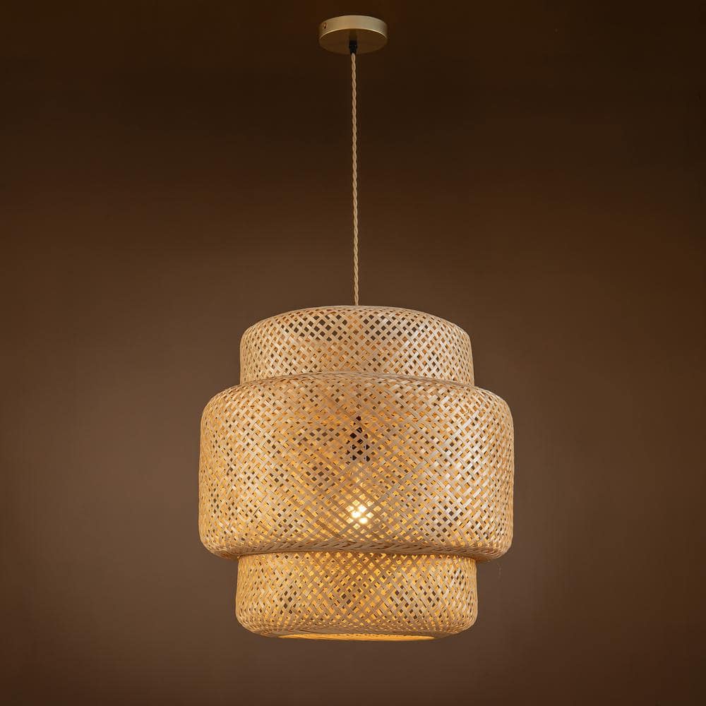 Drusilla 20" Handcrafted Rattan Pendant Light in Natural Brown
