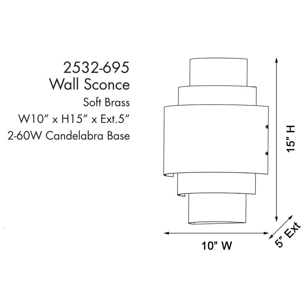 Soft Brass Dual-Light Dimmable Sconce with Steel Shades