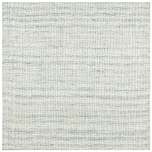 Abstract Green/Ivory 4 ft. x 4 ft. Modern Crosshatch Square Area Rug
