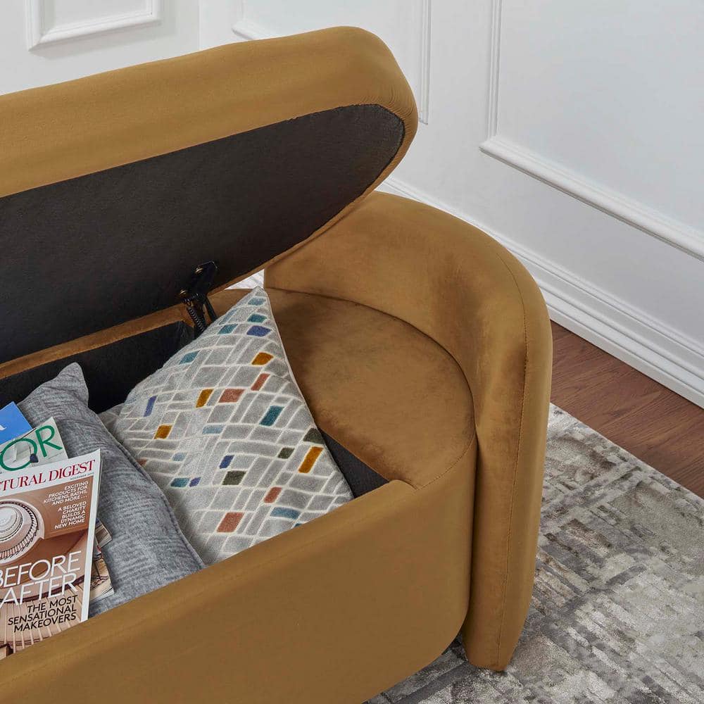 Nebula Cognac Performance Velvet 62" Storage Bench