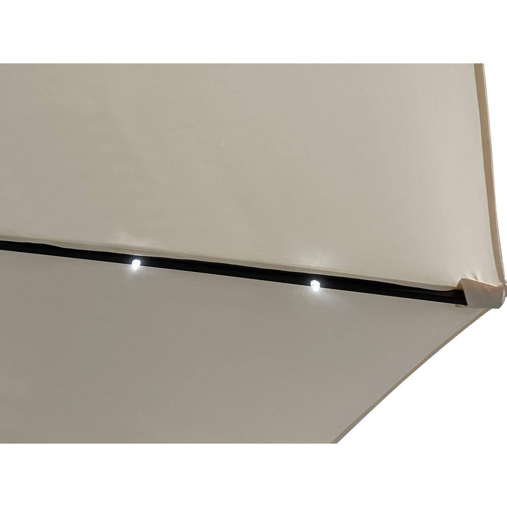 Sierra 9 ft Cream Outdoor Patio Umbrella with Solar LED Lights
