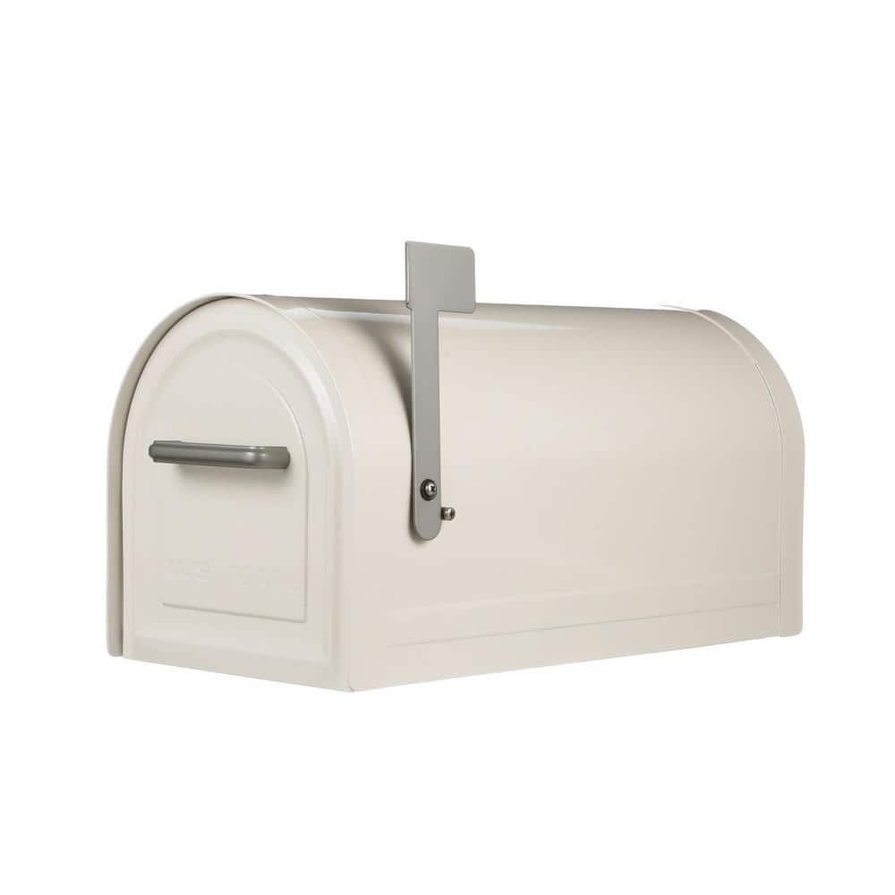 Large White Steel Locking Post Mount Mailbox