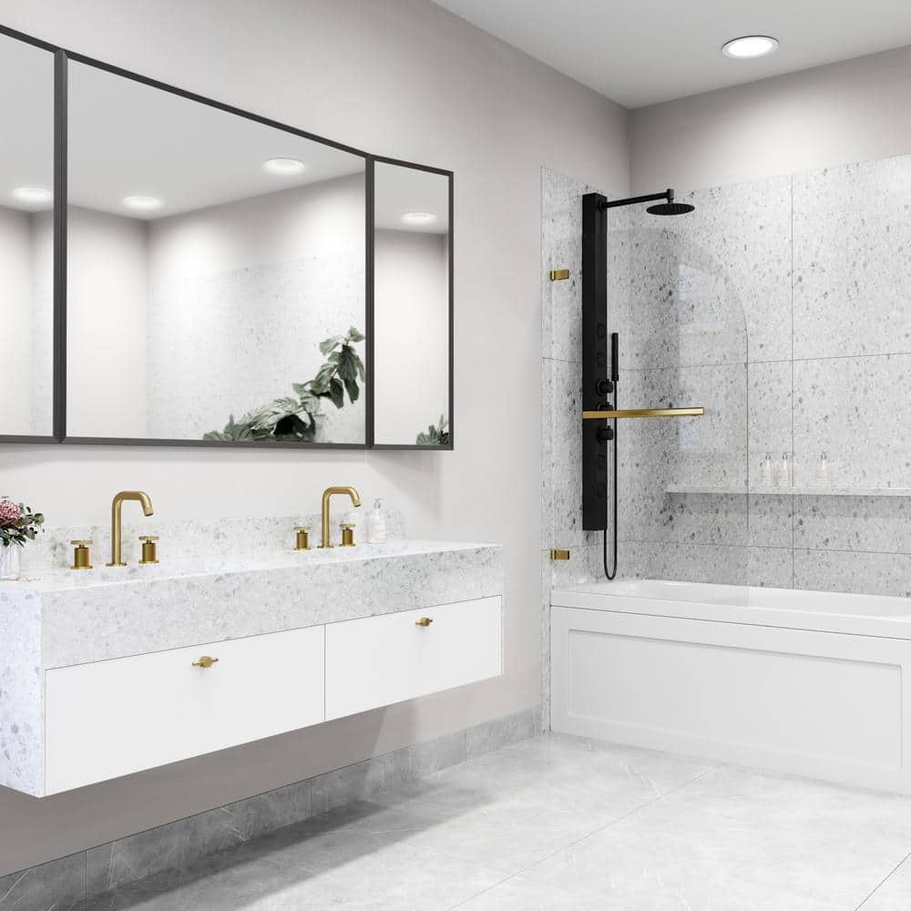 Orion 34" W x 58" H Frameless Hinged Tub Door with Clear Glass