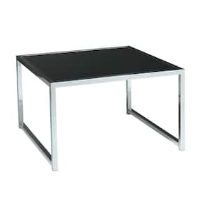 Yield Chrome and Black Glass Top End Table