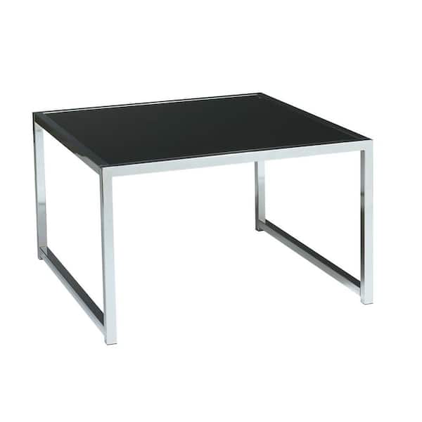 OSP Home Furnishings Yield Chrome and Black Glass Top End Table