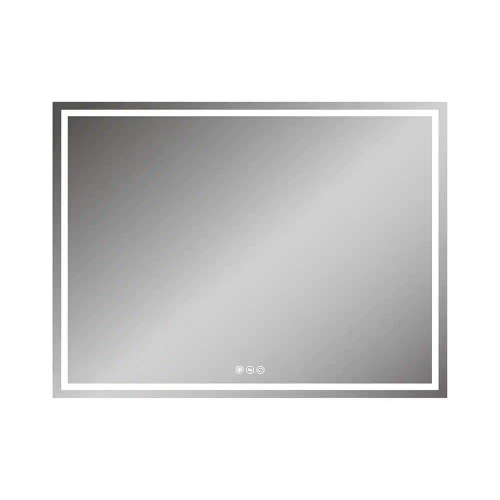 48 in. W x 36 in. H Rectangular Frameless LED Lighted Dimmable Fog Free Wall Mounted Bathroom Vanity Mirror in Silver -  FORCLOVER, TAK-LM04F24836