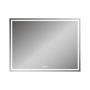 48 in. W x 36 in. H Rectangular Frameless LED Lighted Dimmable Fog Free Wall Mounted Bathroom Vanity Mirror in Silver