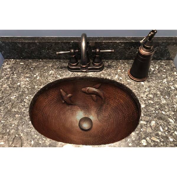 19" Oval Hammered Drop In or Undermount Copper Bath Sink 