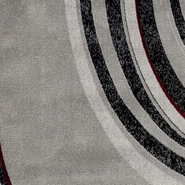 Gray and Black 2 ft. x 13 ft. Abstract Runner Rug