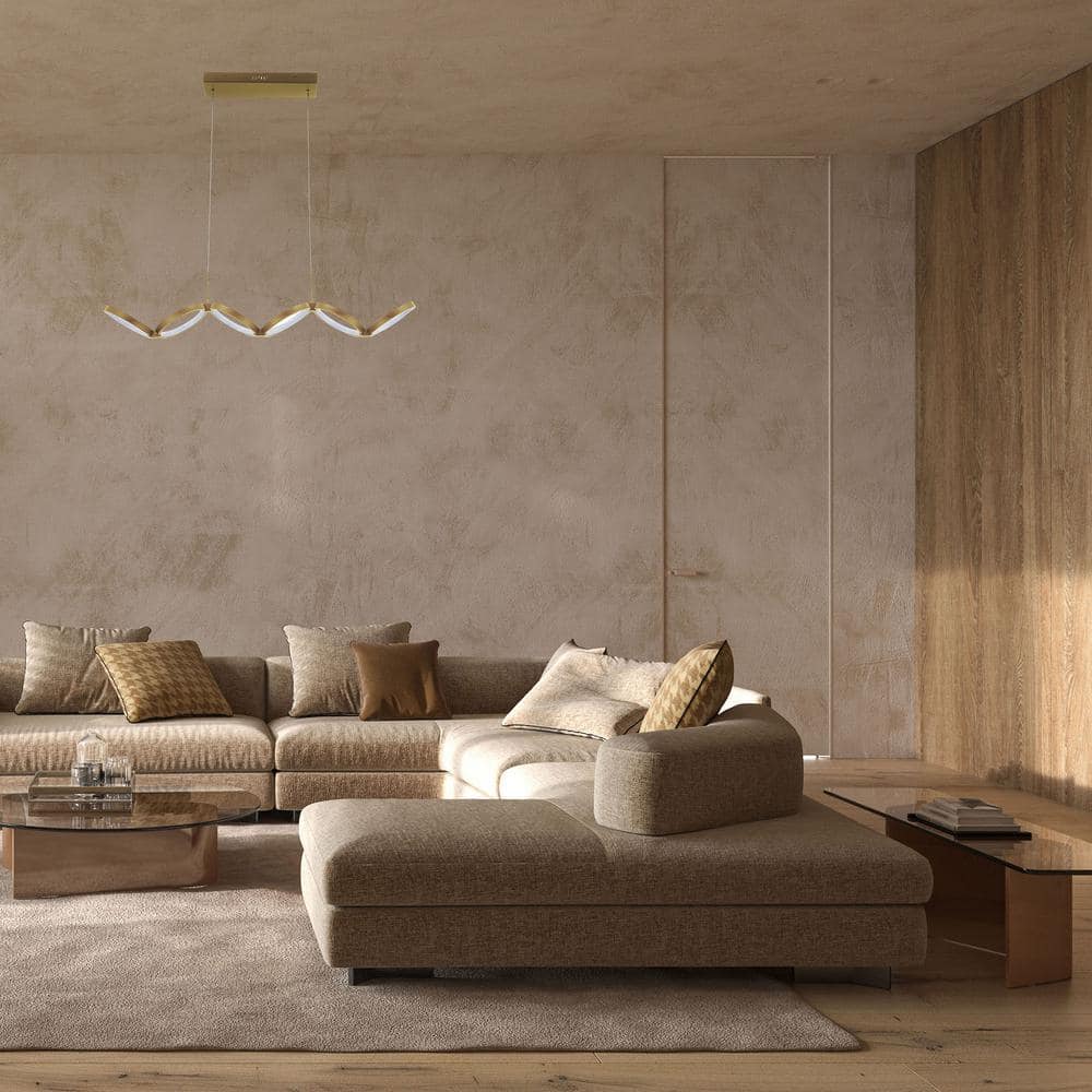 Aged Brass 40" LED Indoor/Outdoor Linear Pendant Light