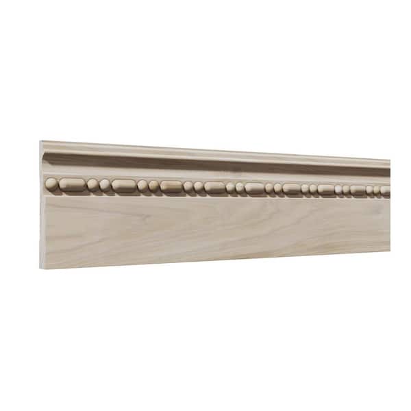 . 69 in. D x 5.5 in. W x 92 in. L Unfinished Poplar Wood Stratford Embossed Baseboard Moulding