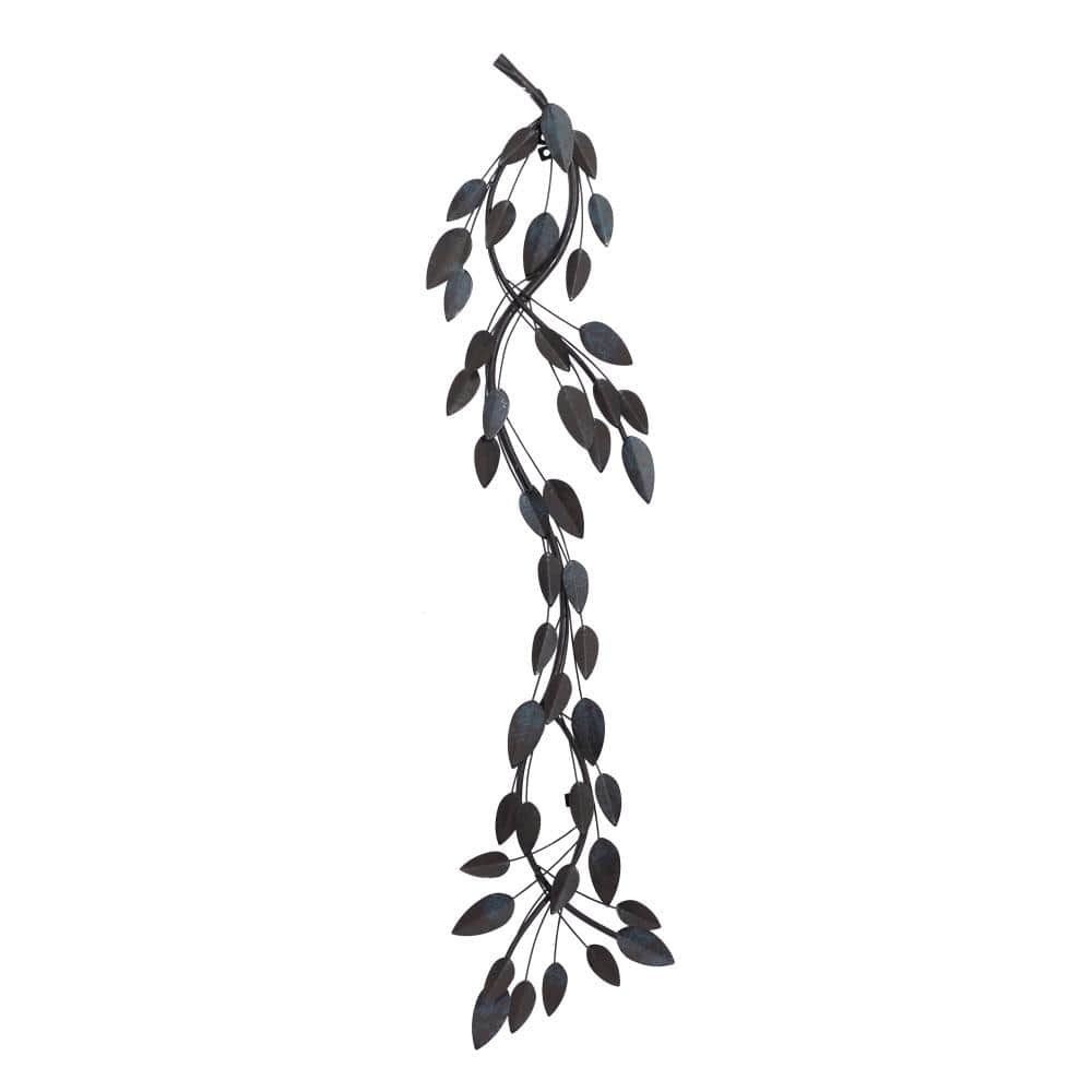 Brown Metal Leaf Horizontal Wall Sculpture 12" x 48"