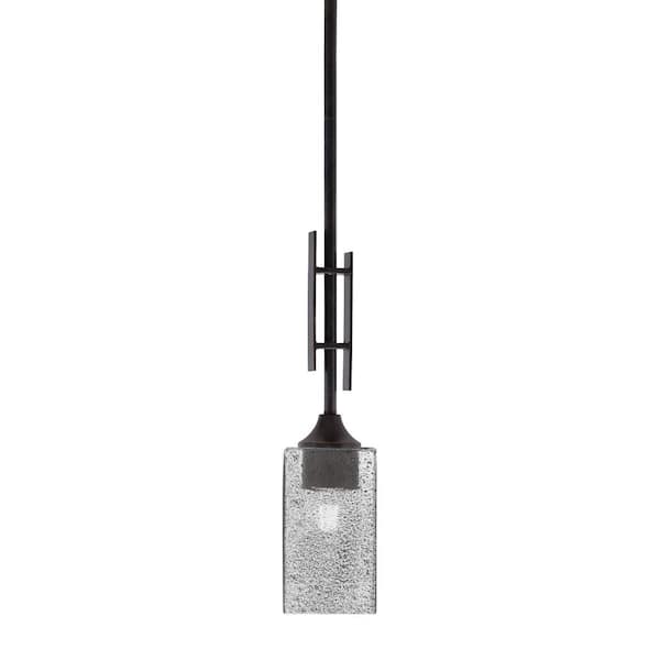 Unbranded Ontario 60-Watt, 1-Light Dark Granite Stem Hung Mini Pendant Light with Smoke Bubble Glass Shade and No Bulb Included