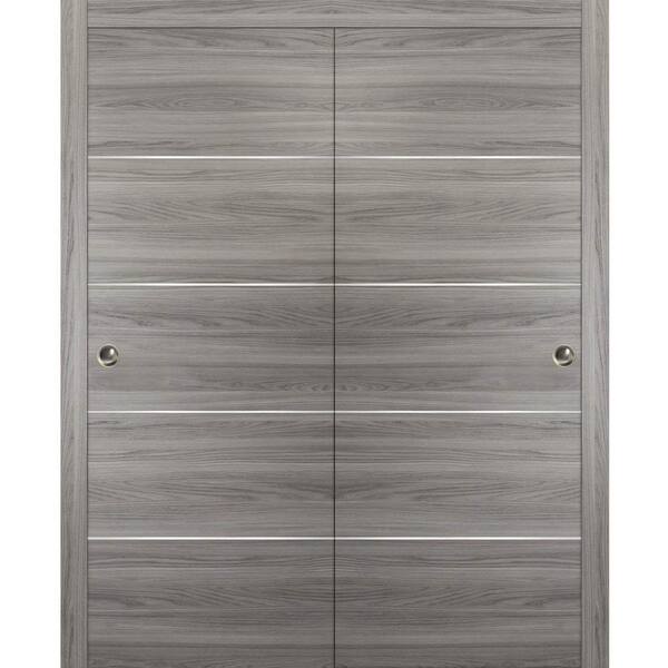 Sartodoors Planum 0020 56 in. x 80 in. Flush Ginger Ash Finished Wood Sliding door with Closet Bypass Hardware