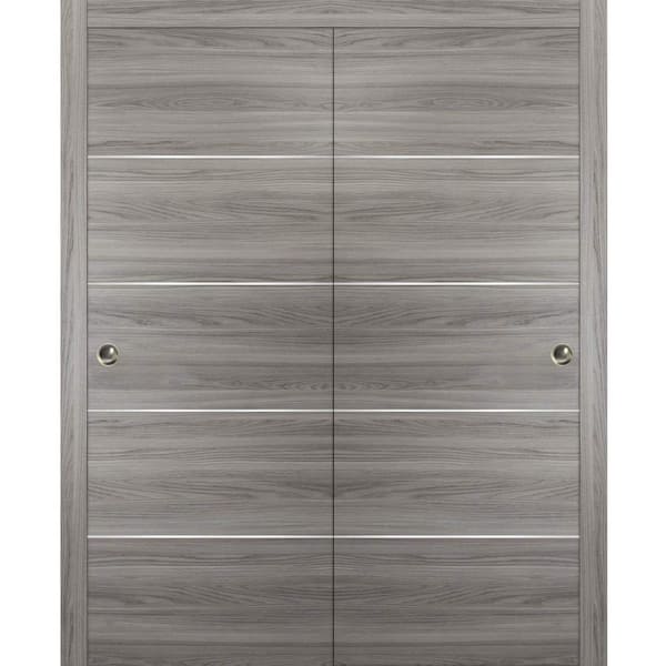 Sartodoors Planum 0020 56 in. x 96 in. Flush Ginger Ash Finished Wood Sliding door with Closet Bypass Hardware