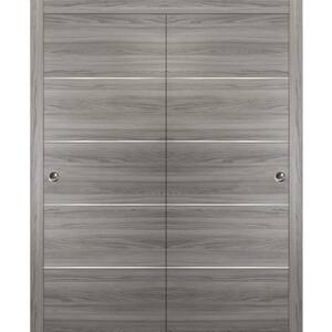 Planum 0020 72 in. x 84 in. Flush Ginger Ash Finished Wood Sliding door with Closet Bypass Hardware