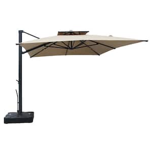 13 ft. x 10 ft. Rectangular Outdoor Patio Cantilever Umbrella in Taupe with Stand