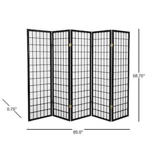 5 ft. Black 5-Panel Room Divider