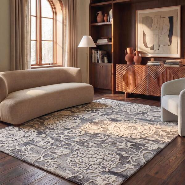 Blossom 8 ft. x 10 ft. Gray/Ivory Persian BLM401F Area Rug