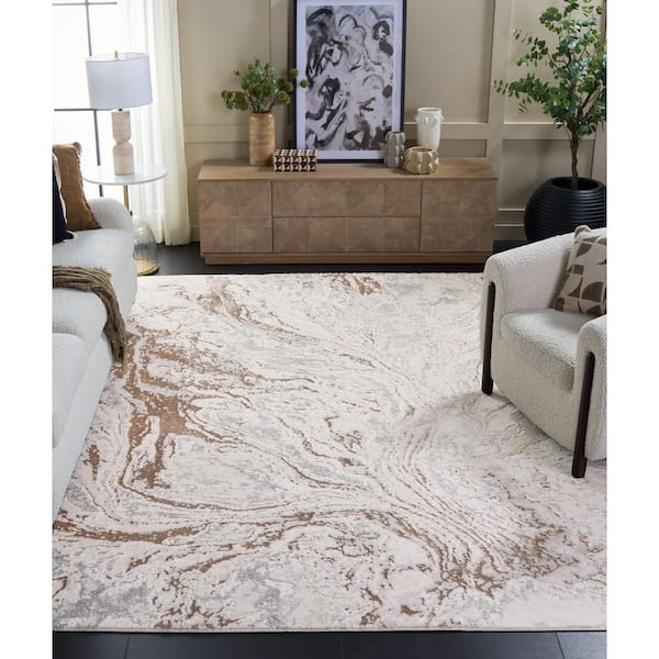 Aura 7 ft. x 10 ft. Beige/Gray Ivory Abstract Area Rug