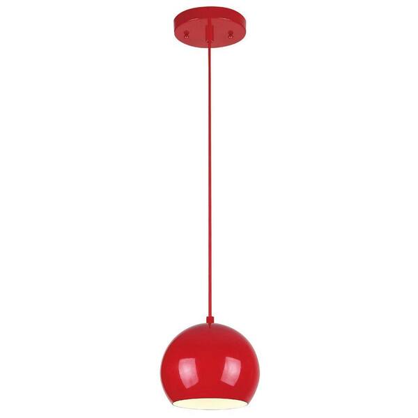 Westinghouse 1-Light Red Adjustable Mini Pendant with Metal Shade