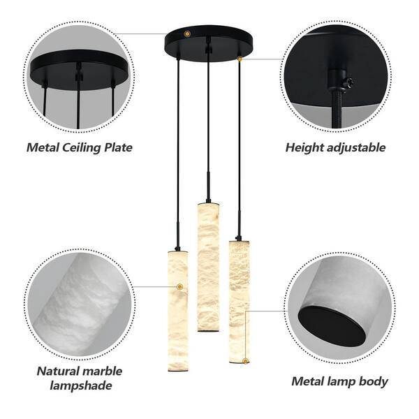 ZHLWIN Home Light 30-Watt 3 Lights Black Dimmable Integrated LED