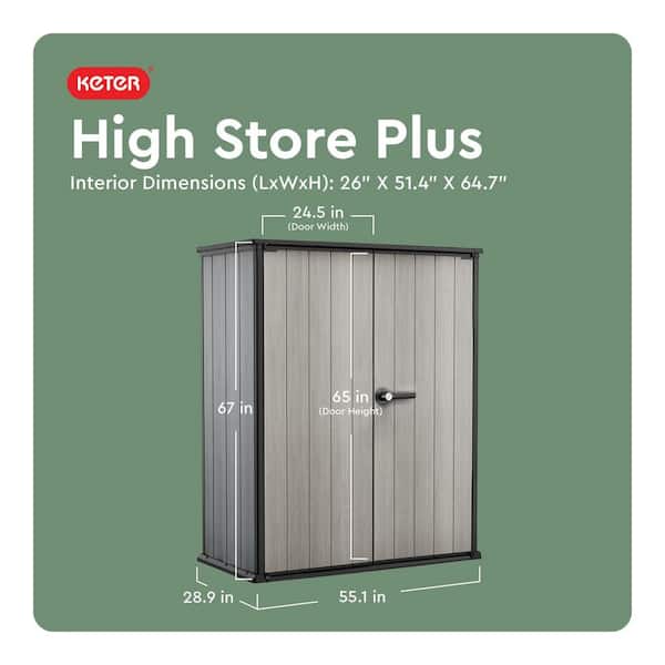 High Store Plus 4.5 ft. W x 2.4 ft. D Durable Resin Plastic Storage Shed with Flooring Grey (11.1 sq. ft.)