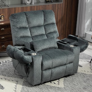 aisword Grey Dual OKIN Motor Chenille Power Lift Recliner with