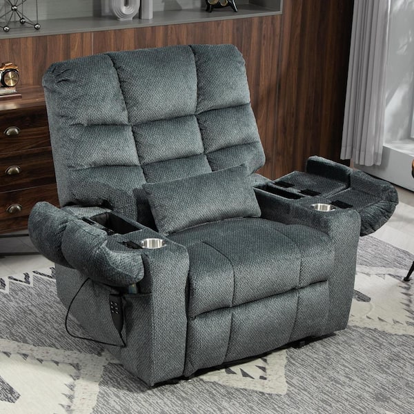 Blue-1 3-Motor Zero Gravity Power Lift Recliner with Armrest Storage, Massage and Heating