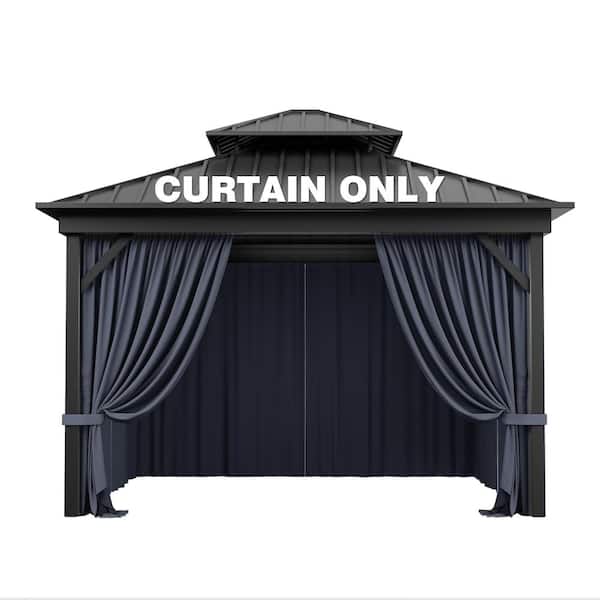 10 ft. x 10 ft. Universal Outdoor Privacy Curtains, Gazebo Curtain Replacement with Zipper Navy (4-Side Curtain Only)