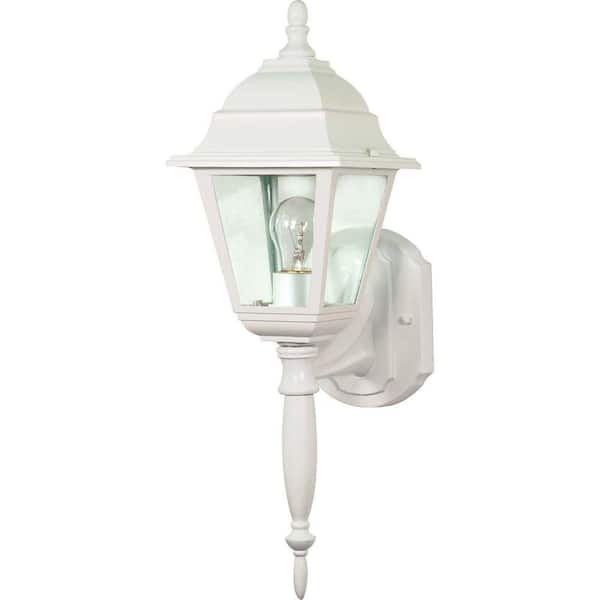 SATCO 1-Light Outdoor White Wall Lantern Sconce with Clear Seed Glass