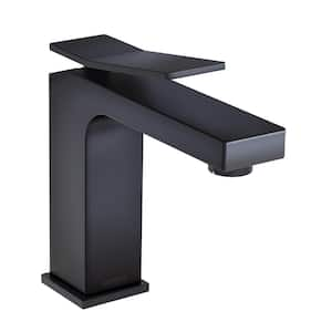 Avian Single Handle Single Hole Bathroom Faucet with Metal Touch Down Drain Included in Satin Black