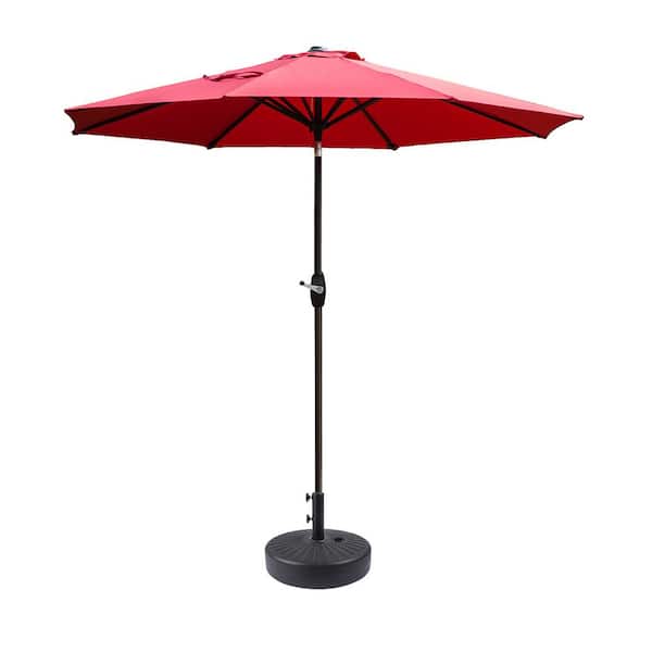WESTIN OUTDOOR Harris 9 ft. Market Patio Umbrella with Round Base in Red